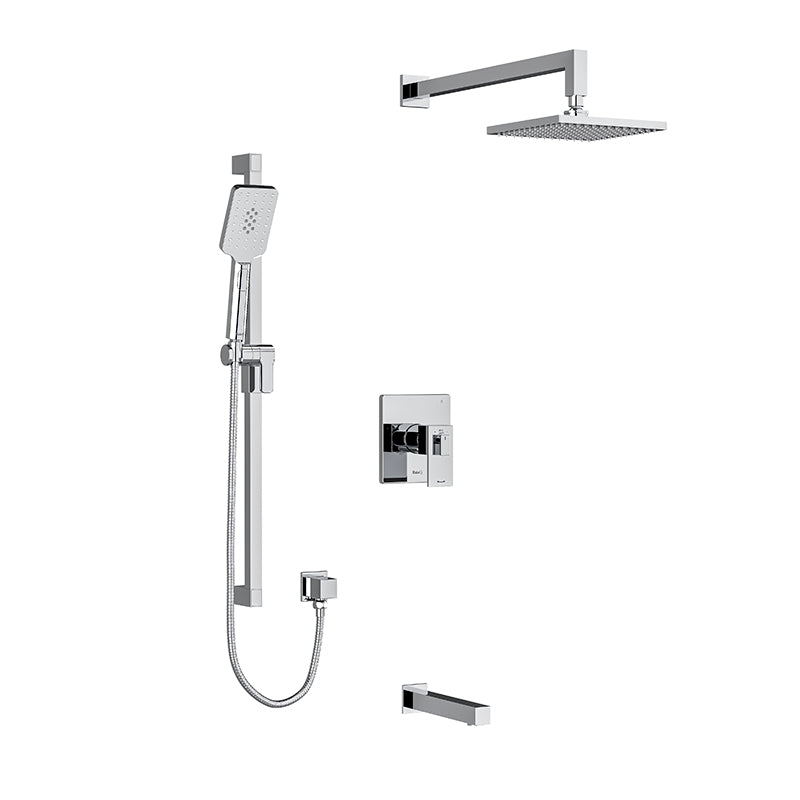 Riobel Kubik 3-Way System with Hand Shower Rail, Shower Head and Tub Spout