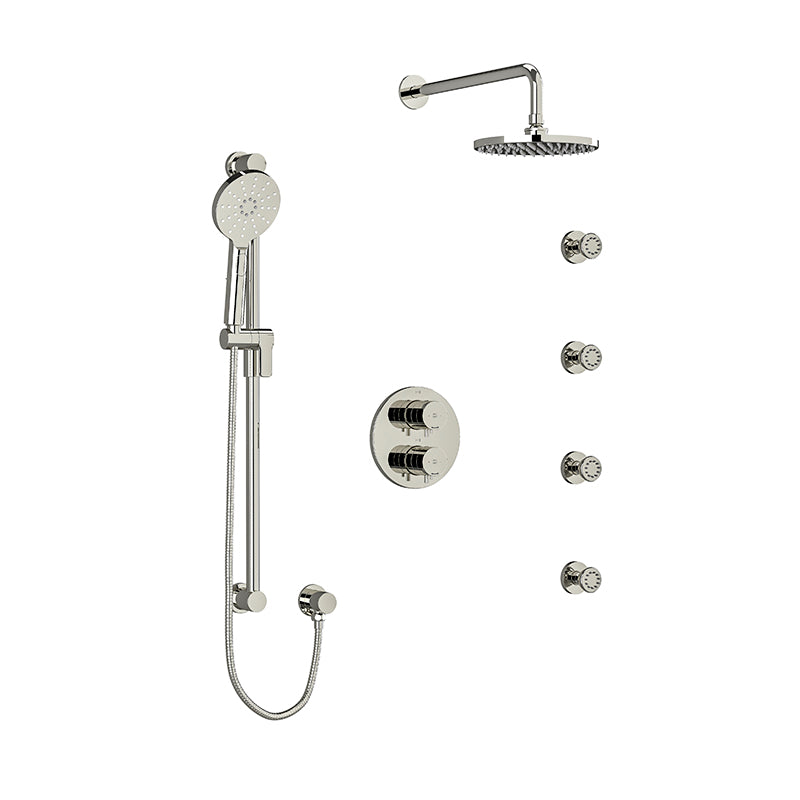 Riobel Riu Double Coaxial System with Hand Shower Rail, 4 Body Jets and Shower Head
