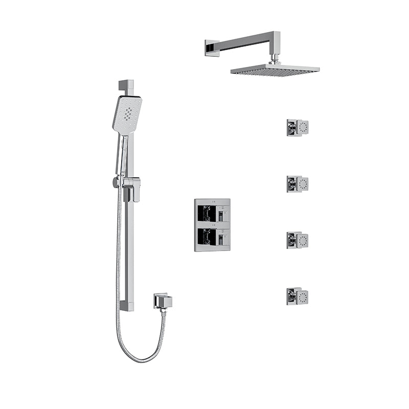 Riobel Kubik System with Hand Shower Rail, 4 Body Jets and Shower Head