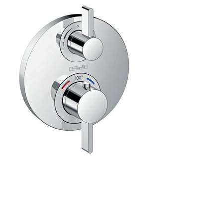 Hansgrohe 15758001- Round Thermostatic Trim With Volume Control And Diverter