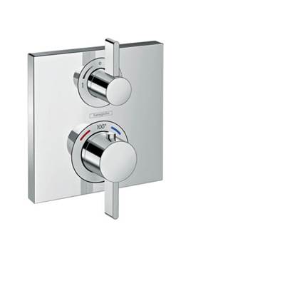 Hansgrohe 15714001- Square Thermostatic Trim With Volume Control And Diverter