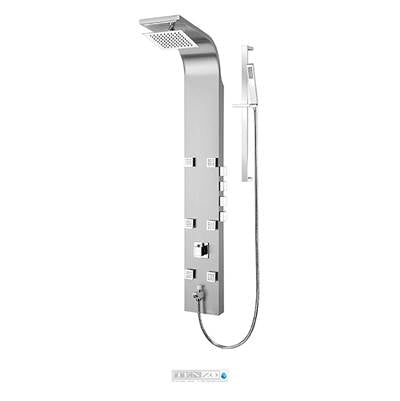 Tenzo TZST- Shower Col. Stain. Steel [Sh. Head Waterfall 6 Jets Hand Shower] Thermo./Vol. Ctrl Valve Brushed