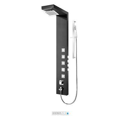 Tenzo TZST- Shower Col. Stain. Steel [Sh. Head Waterfall 5 Jets Hand Shower] Thermo./Vol. Ctrl Valve