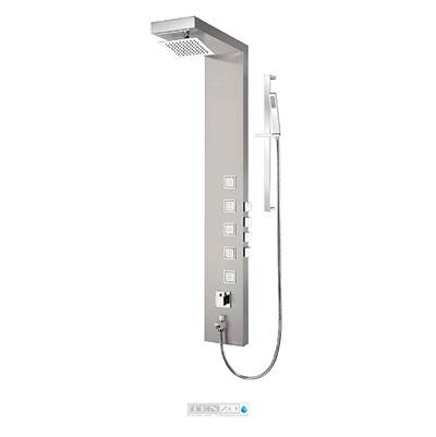 Tenzo TZST- Shower Col. Stain. Steel [Sh. Head Waterfall 5 Jets Hand Shower] Thermo./Vol. Ctrl Valve Brushed
