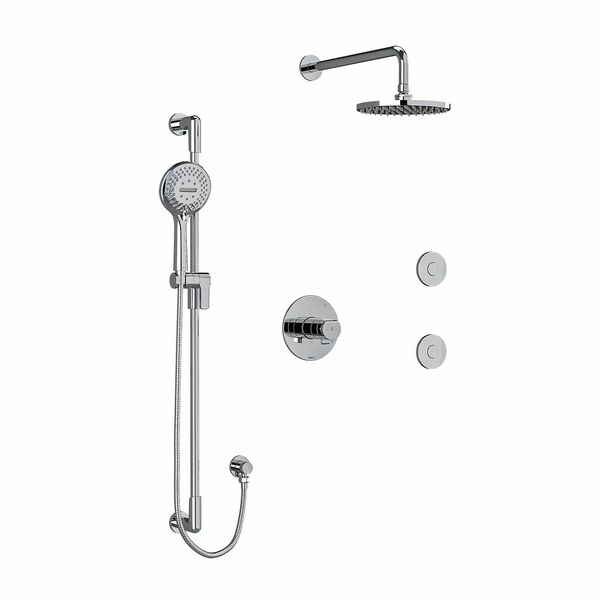 Riobel Parabola 3-Way System, Hand Shower Rail, Elbow Supply, Shower Head and 2 Body Jets