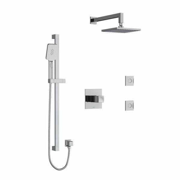 Riobel Reflet 3-Way System, Hand Shower Rail, Elbow Supply, Shower Head and 2 Body Jets