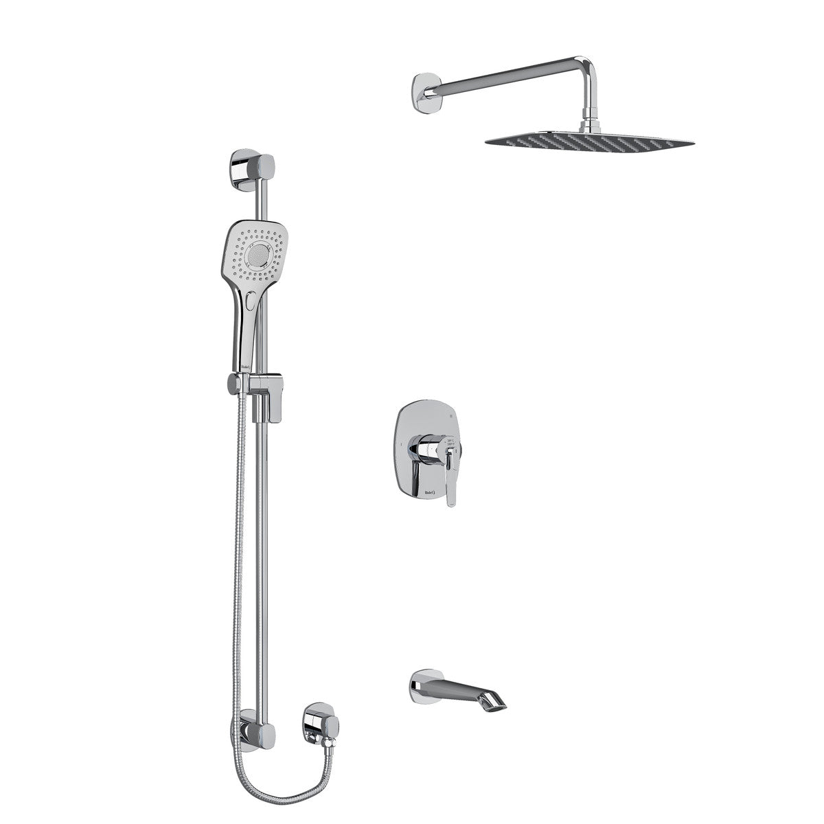 Riobel Venty 3-Way Shower System: Hand Shower Rail, Shower Head and Tub Spout