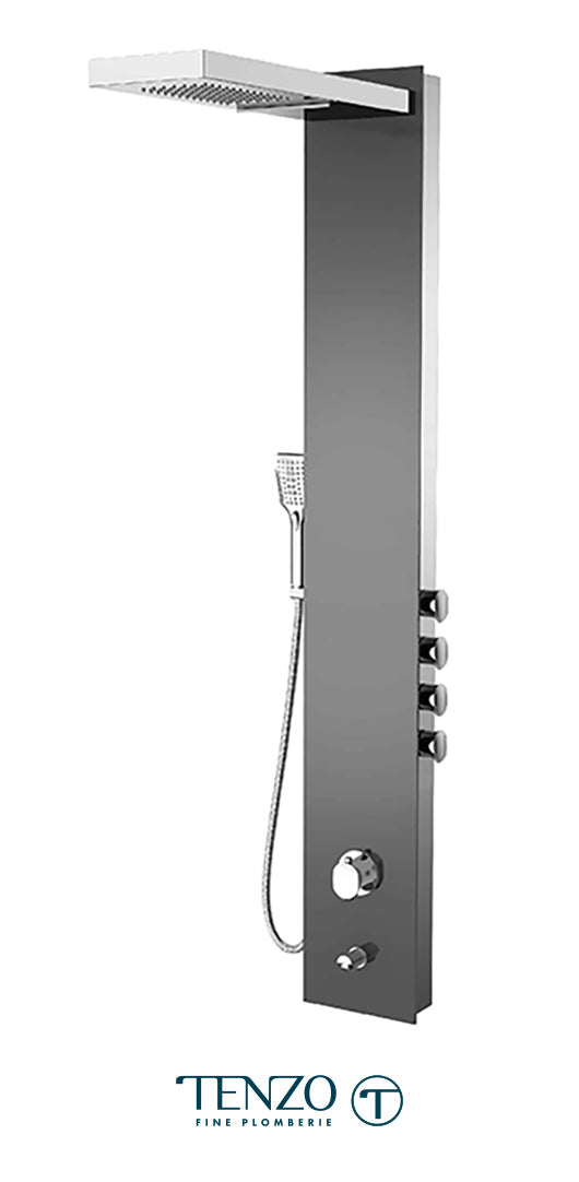 Tenzo TZG14- Shower Col. Tempered Glass Fluvia [Sh. Head Hand Shower Spout] Thermo./Vol Ctrl Valve